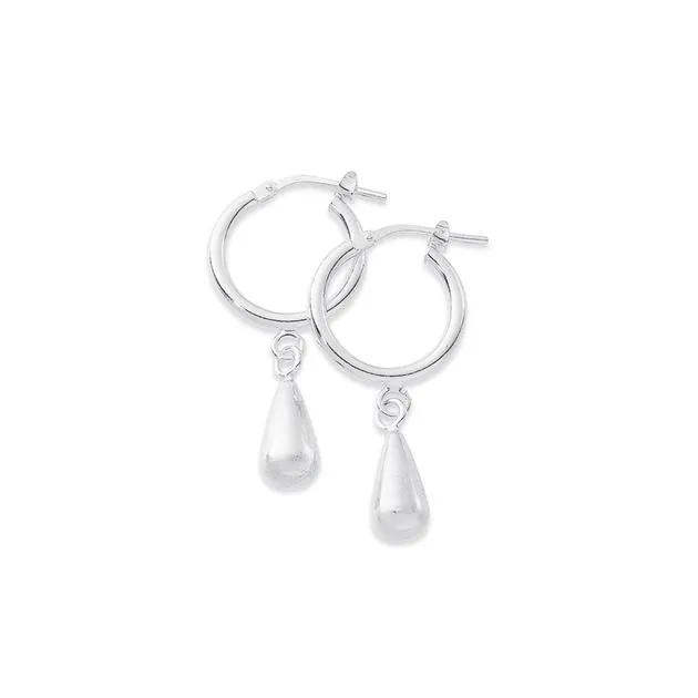 Sterling Silver Puff Hoops