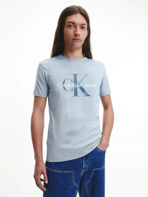 Calvin Klein Seasonal Monogram Tee In Iceland Blue
