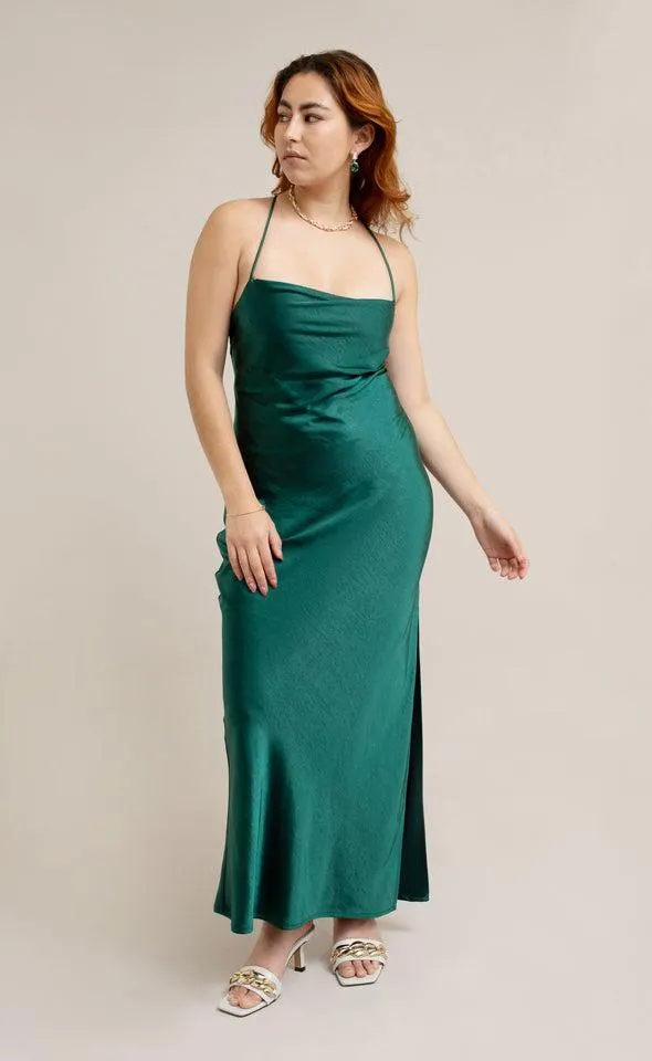 Satin Low Cross Back Gown