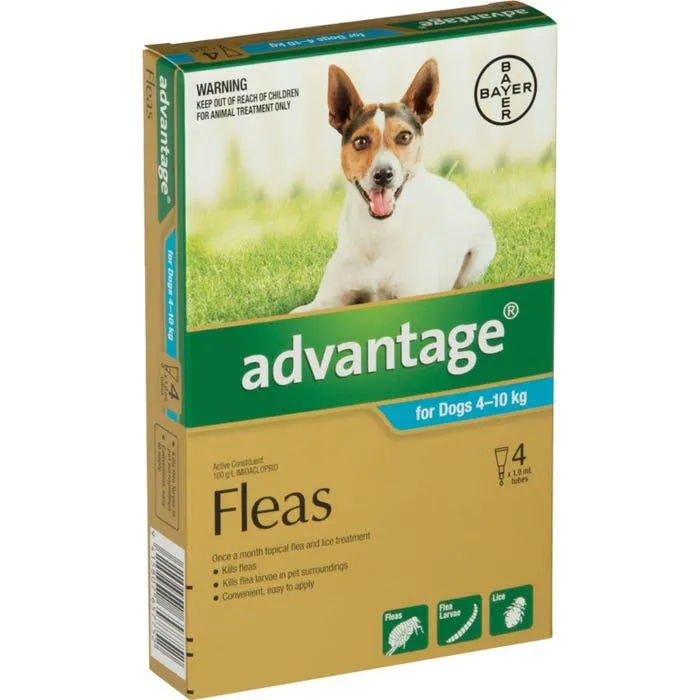 Advantage Flea Treatment For Dogs 4-10kg - 4 Pack