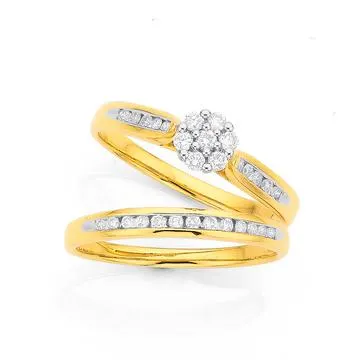 9ct, Diamond Duo Set TDW=.35ct