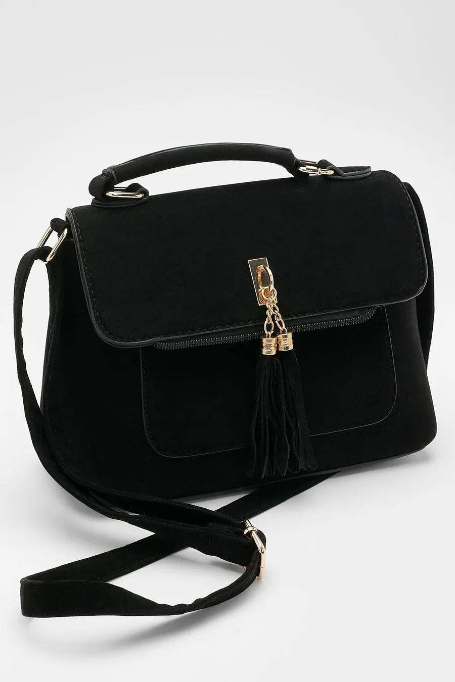 Suedette Tassel Crossbody Bag