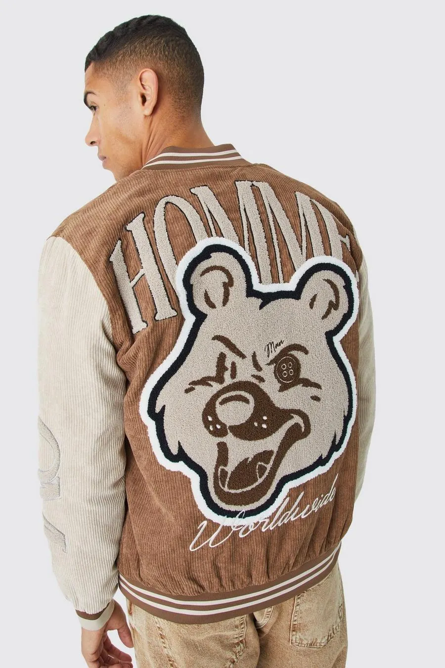 Melton & Pu Bear Badge Varsity Jacket