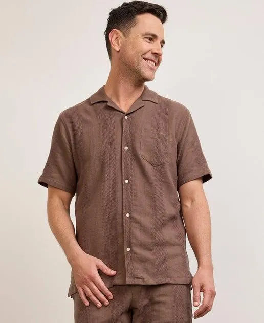 Men's Short Sleeve Self Textured Shirt