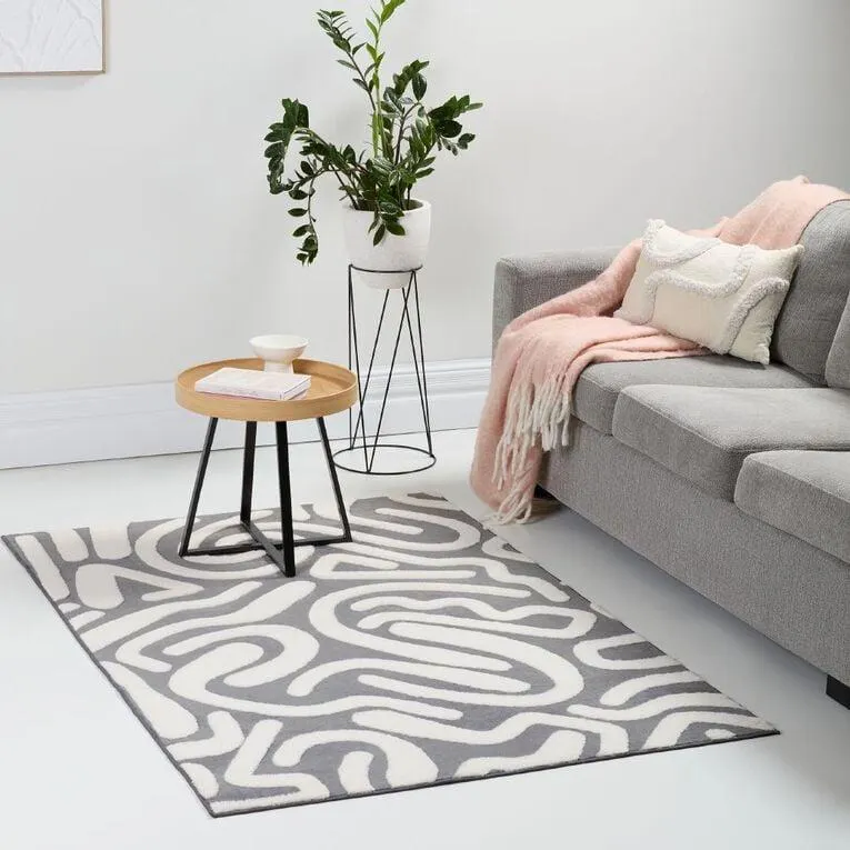Living & Co Rug Faux Fur Scribble 120cm x 180cm