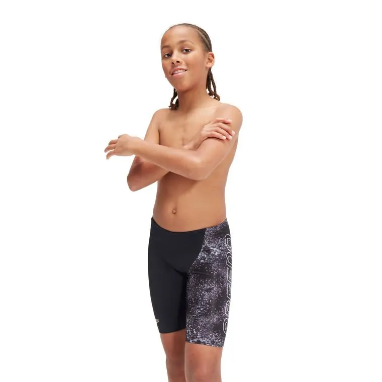 Speedo Boys Placement V Cut Jammer Black/USA Charcoal/Dove Grey
