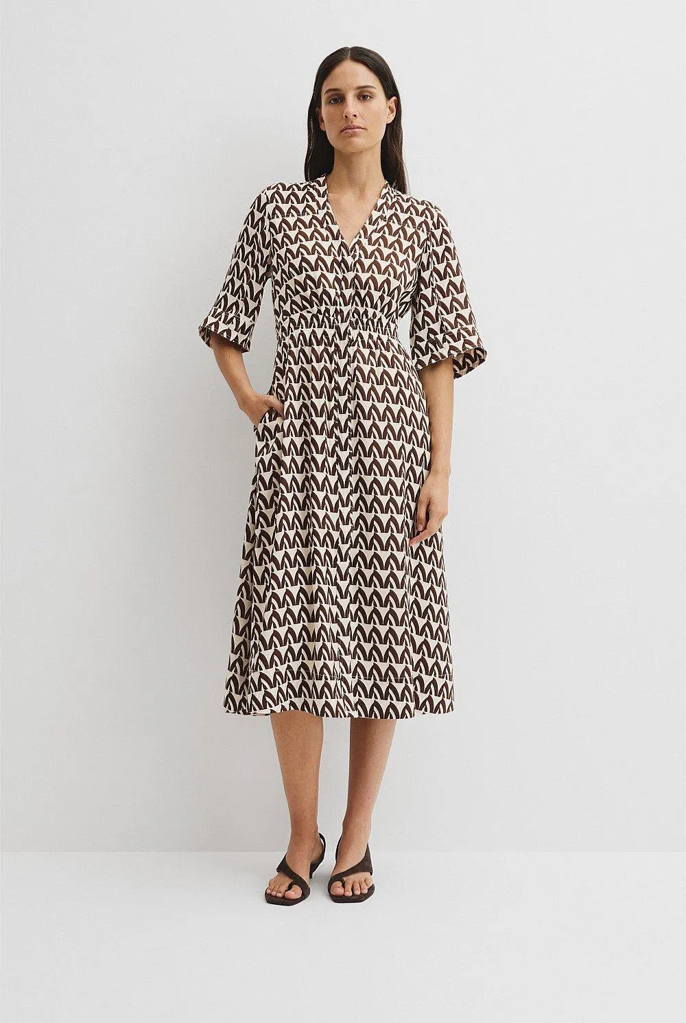 Print Elastic Detail Dress