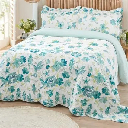 Hummingbird Blue Bedspread