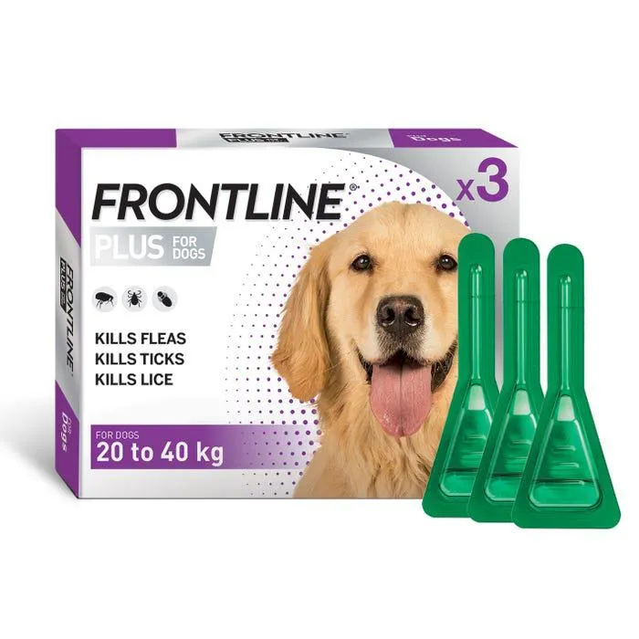 Frontline Plus Flea Treatment For Dogs 20-40kg 3 Pack