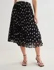 Oliver Black Polka Dot Sunray Pleat Skirt, Black