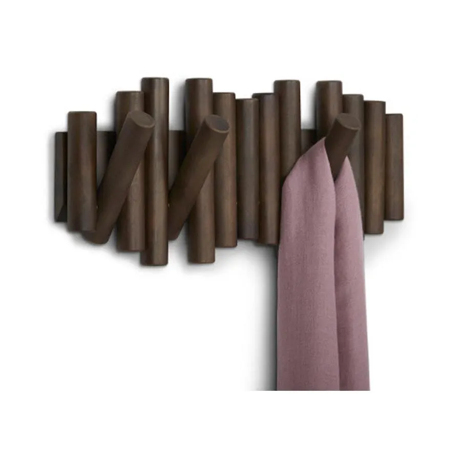 Umbra Picket Rail 5 Hook Aged Walnut