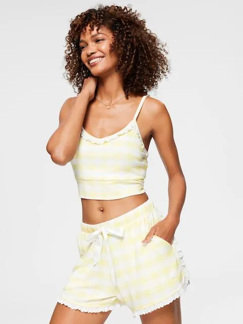 Fuzzy Gingham Mini Short
