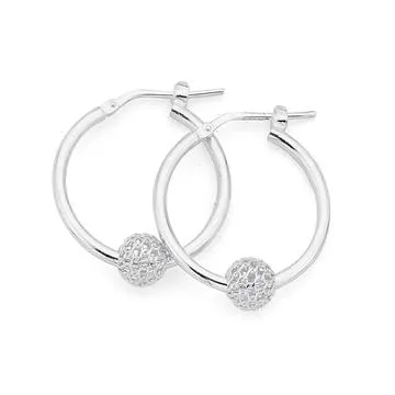 20mm Filigree Ball Hoop Earrings in Sterling Silver