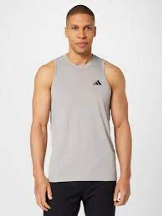 Adidas Mens Train Essentials Feelready Tank Grey Heather/White Black