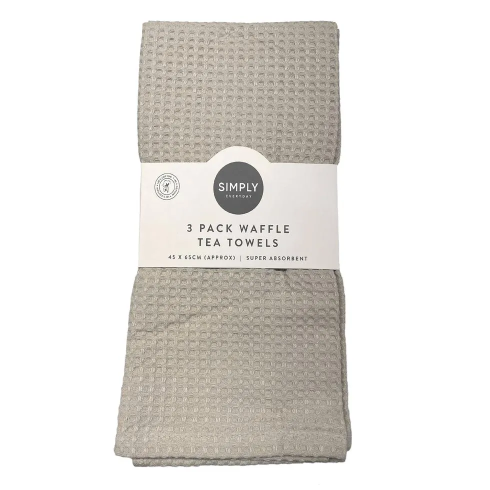 Simply Everyday Waffle Tea Towels Sage 3pk