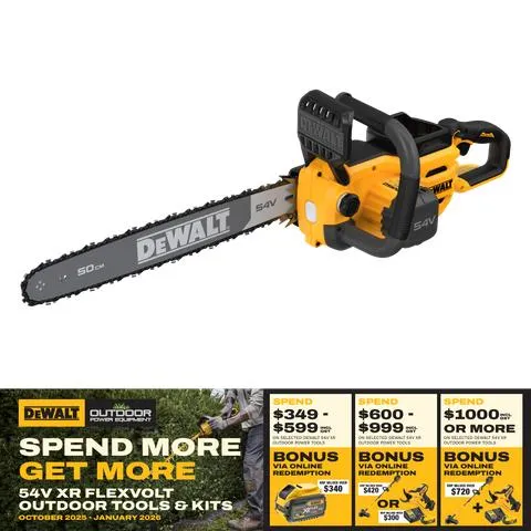 DeWalt Cordless Chainsaw Brushless 50cm/20in 54V - Bare Tool