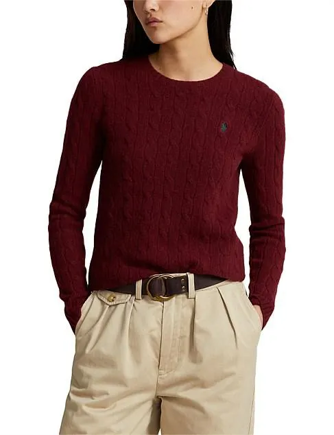CABLE WOOL-CASHMERE CREWNECK SWEATER