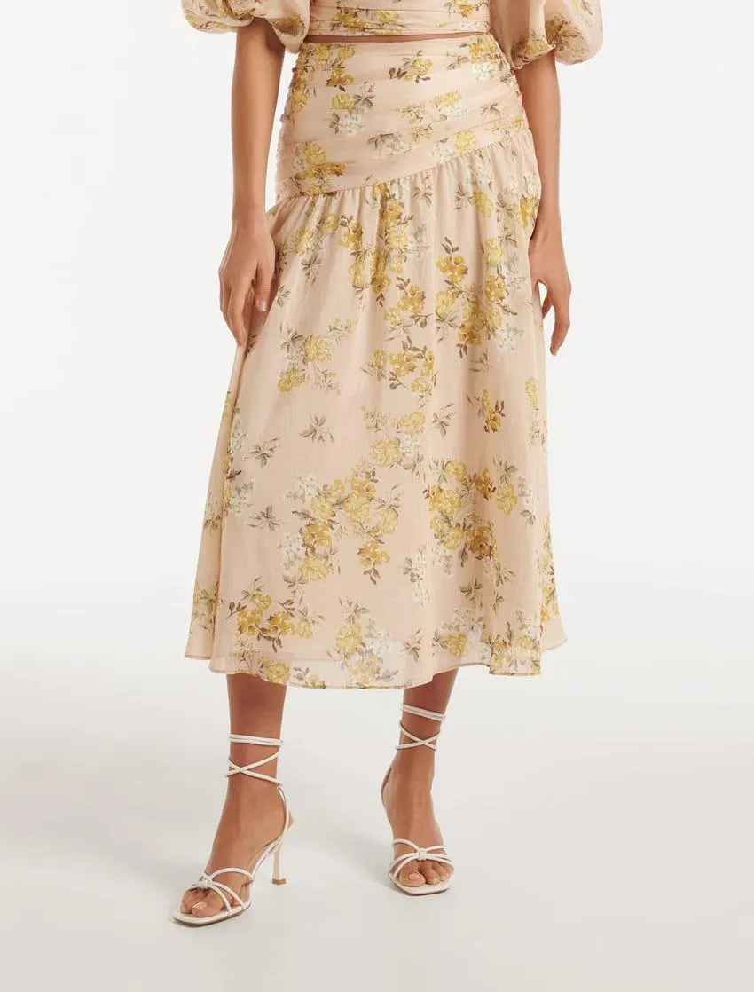 Alicia Gathered Midi Skirt