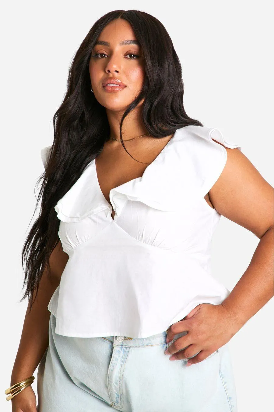 Plus Ruffle Tie Back Top