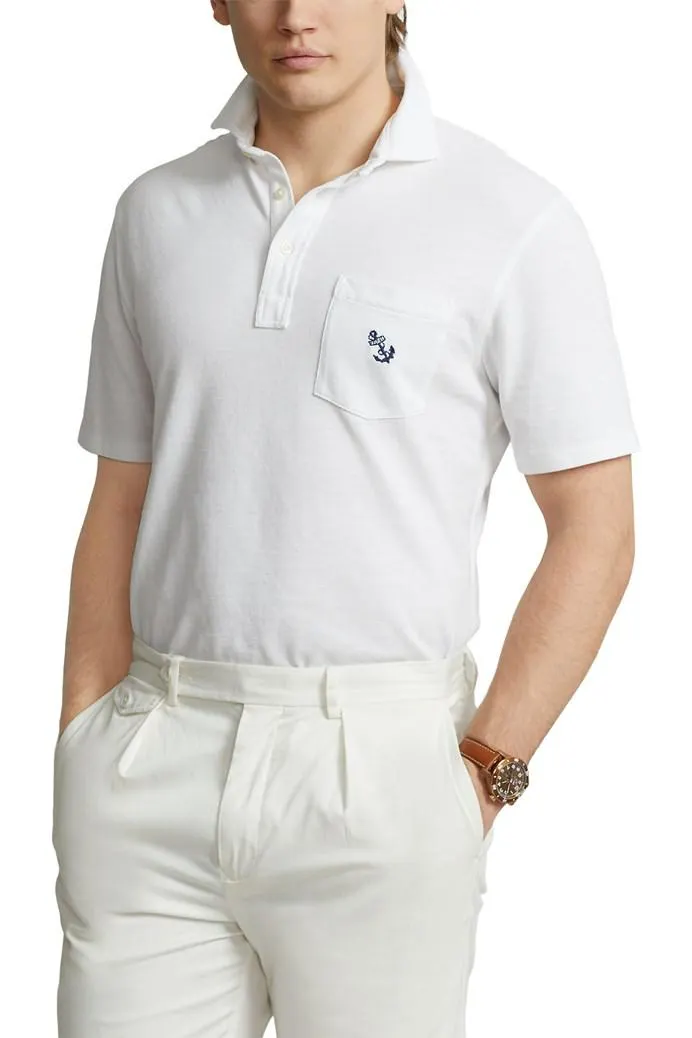 Classic Fit Embroidered Mesh Polo Shirt
