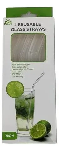 GLASS STRAW-CURVED 4pc