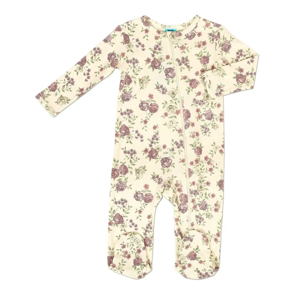 Mobi Minors Zip Growsuit With Feet Antique Floral