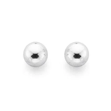 9ct White Gold, 4mm Ball Stud Earrings
