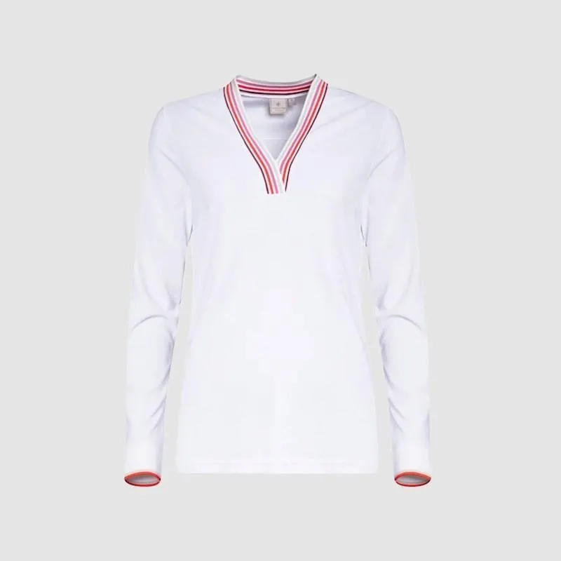 Cross Womens Stripe Long Sleeve Polo