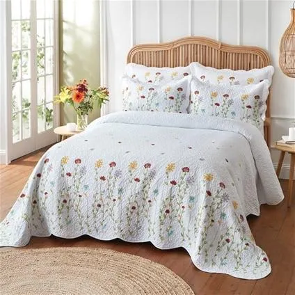 Embroidered Wildflower Bedspread