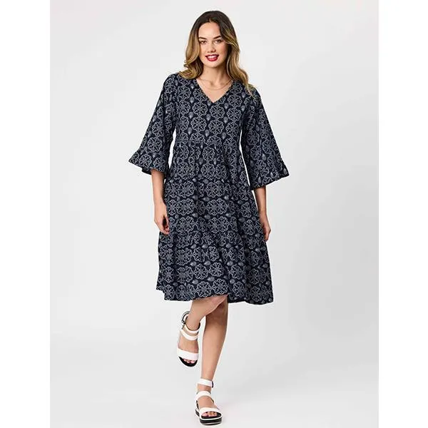 Hazel Tiered Dress Navy