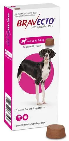 Bravecto Chewable Tablet Flea Treatment For Xlarge Dogs 40 To 56kg - 1 Pac