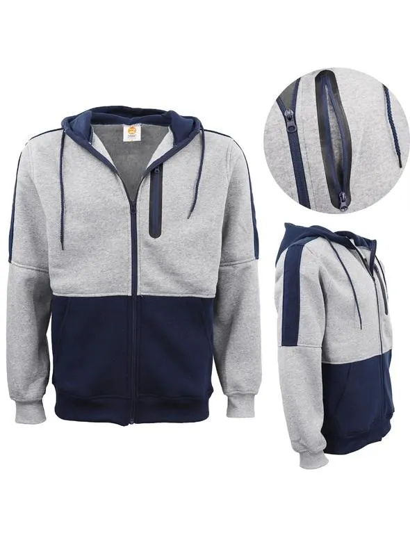 Zmart Men's Adult Full Zip Hoodie Jumper Active Two-Tone Jacket Coat Sports Zip Pocket