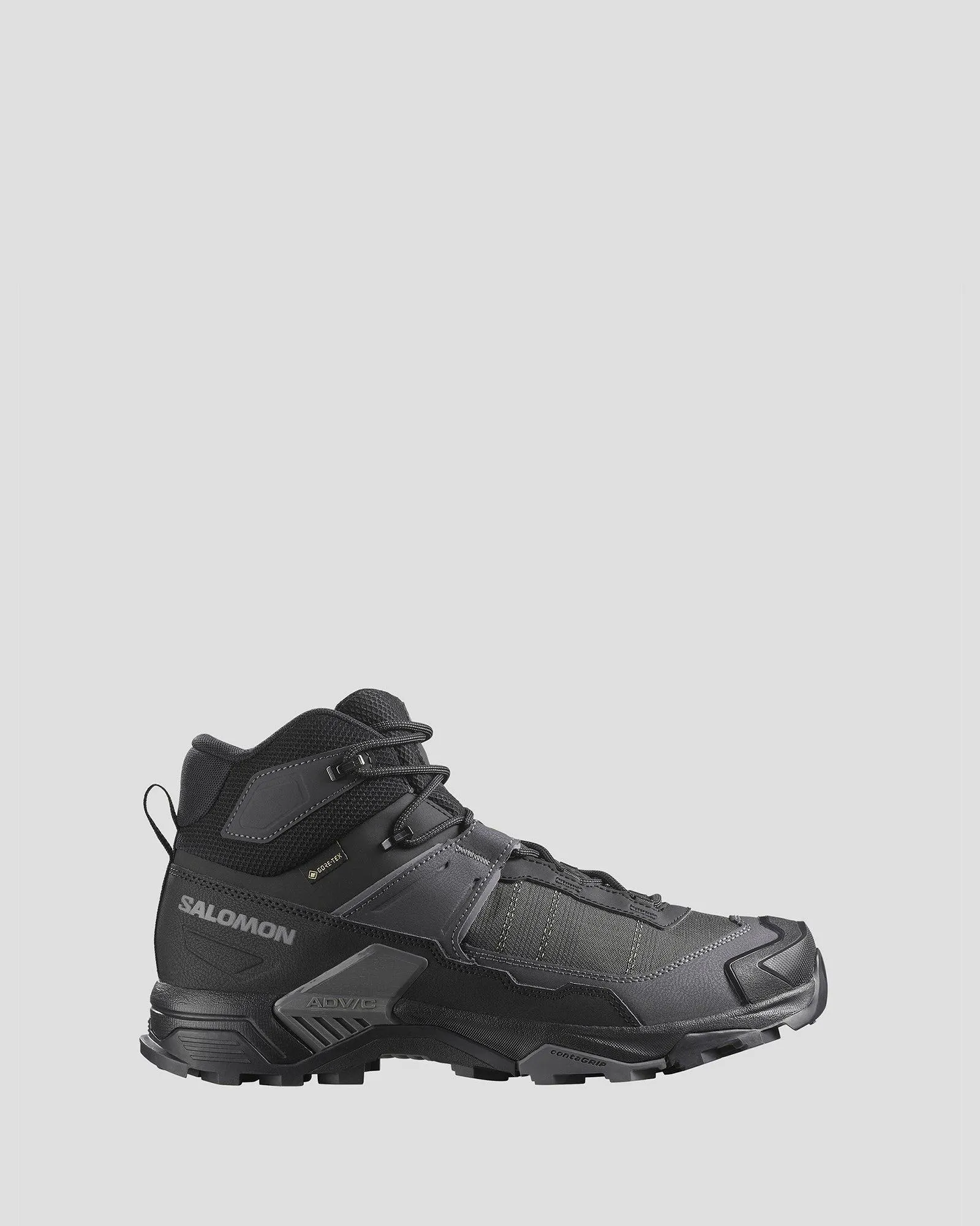 Men's Salomon X Ultra 5 GTX Mid Hiking Boots - Wide - Black/Asphalt/Castlerock