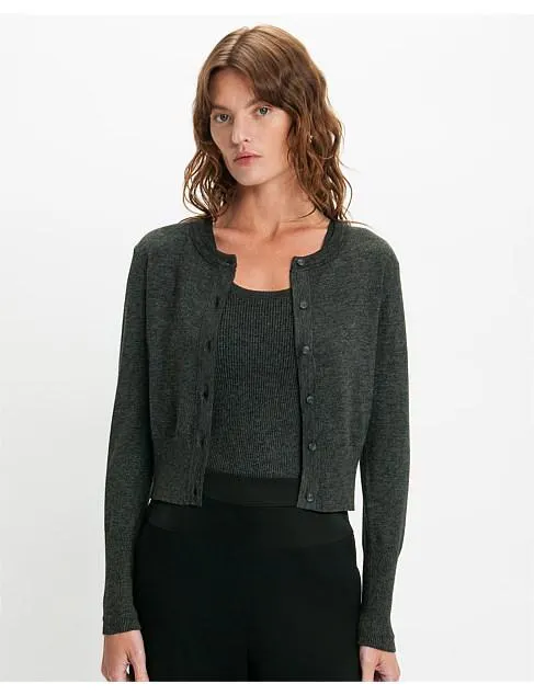 CROPPED ROUND NECK CARDIGAN