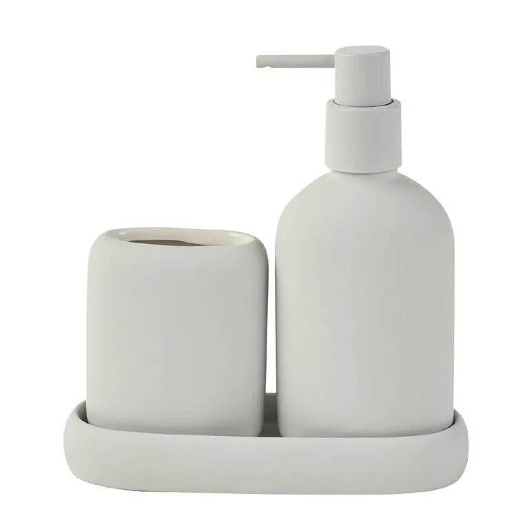 Living & Co Ceramic Bathroom Set 3 Piece Grey Light