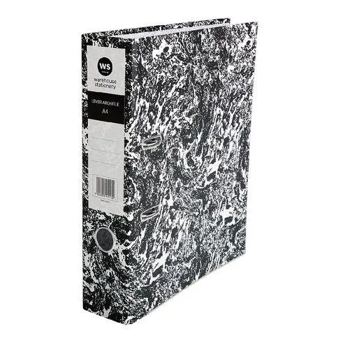 WS Lever Arch Mottle Black A4 Black/White