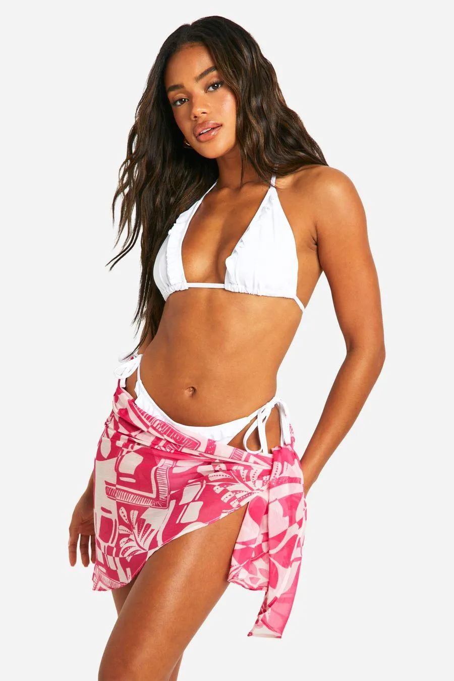 Abstract Print Textured Tie Beach Sarong