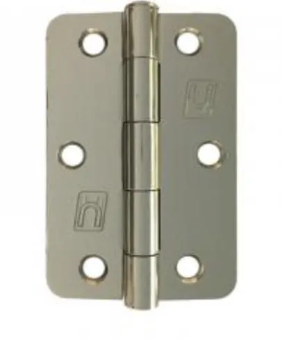 Hinge Steel 89x58x2mm R1/4 Bright Nickel Plate & Lacquer (Greased Pin)