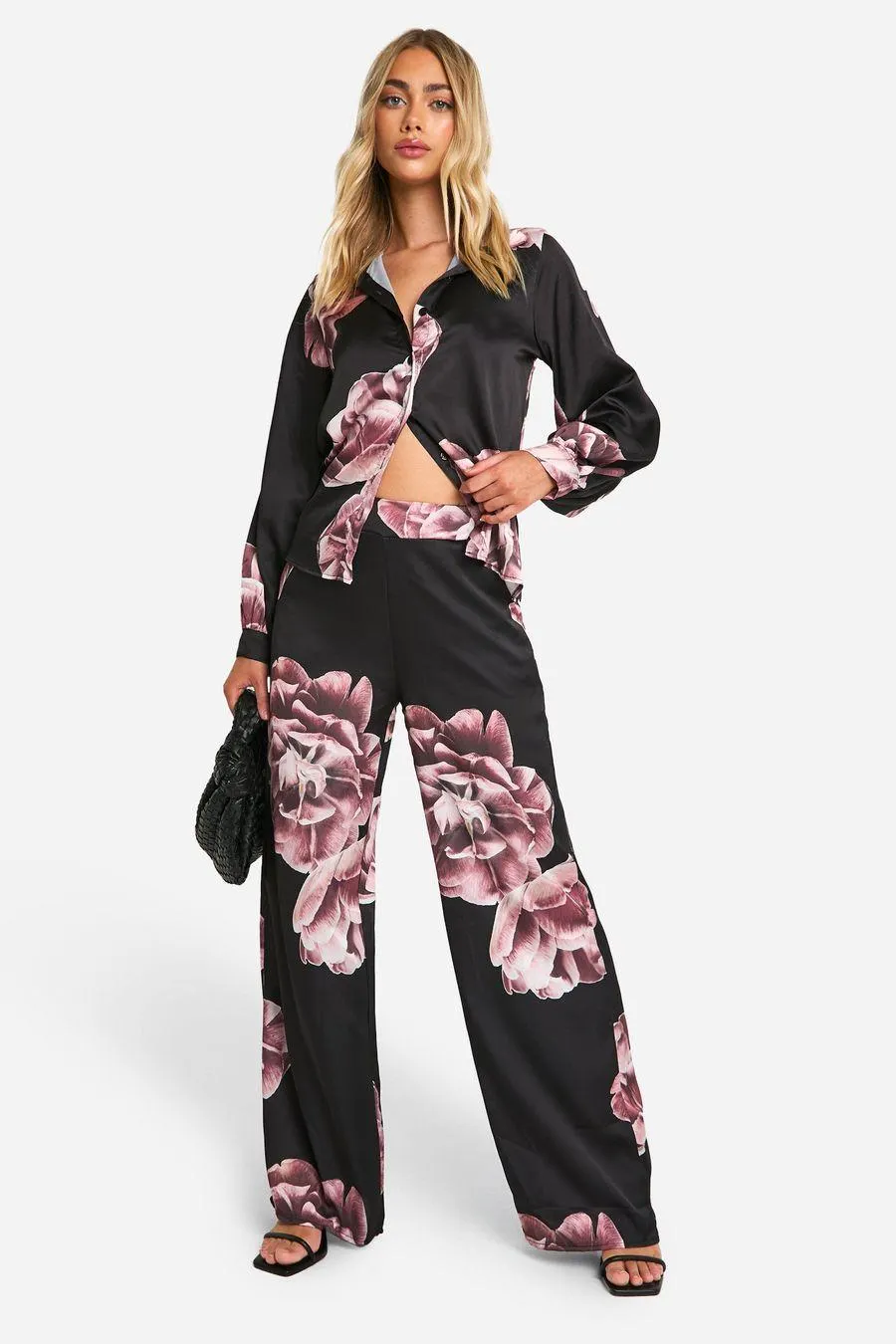 Large Scale Floral Wide Leg Trousers
