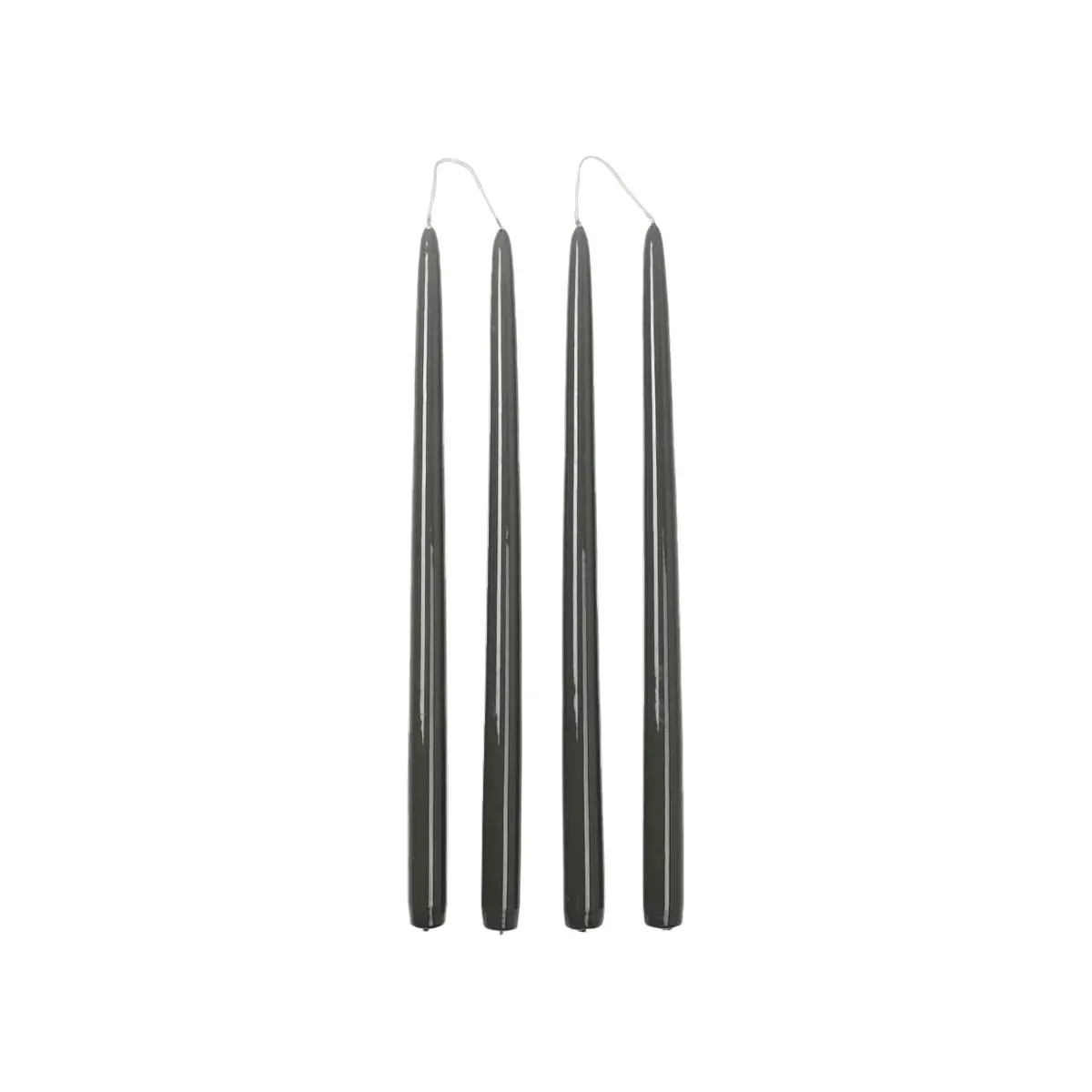 Broste set of 4 tall taper candles 38cm glossy olive