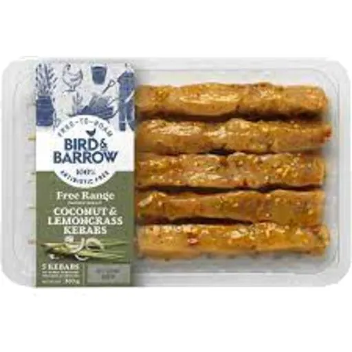 Bird & Barrow Chicken Free Range Kebabs Coconut & Lemongrass 5 Pack