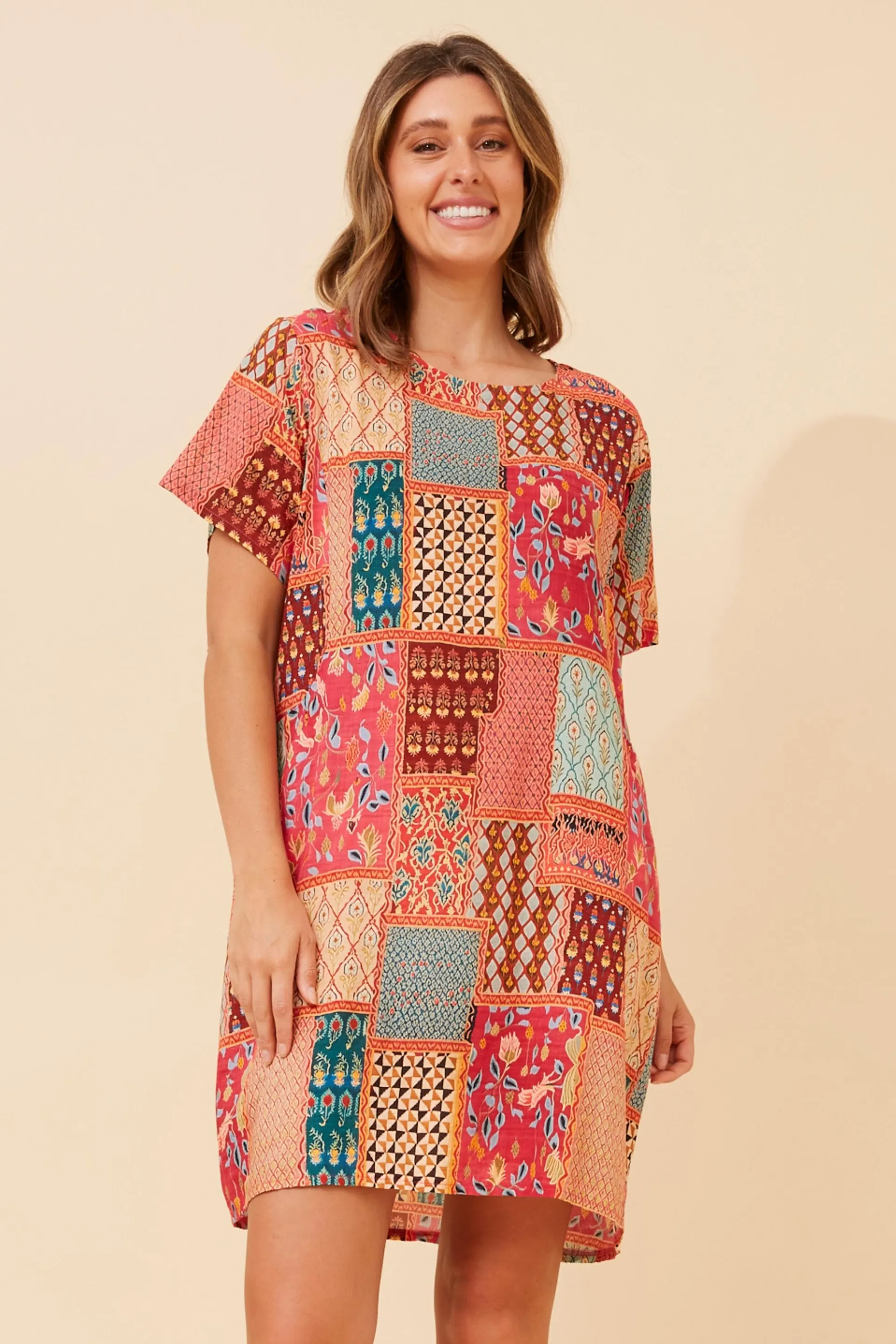 VINE PATCHWORK PRINT DRESS