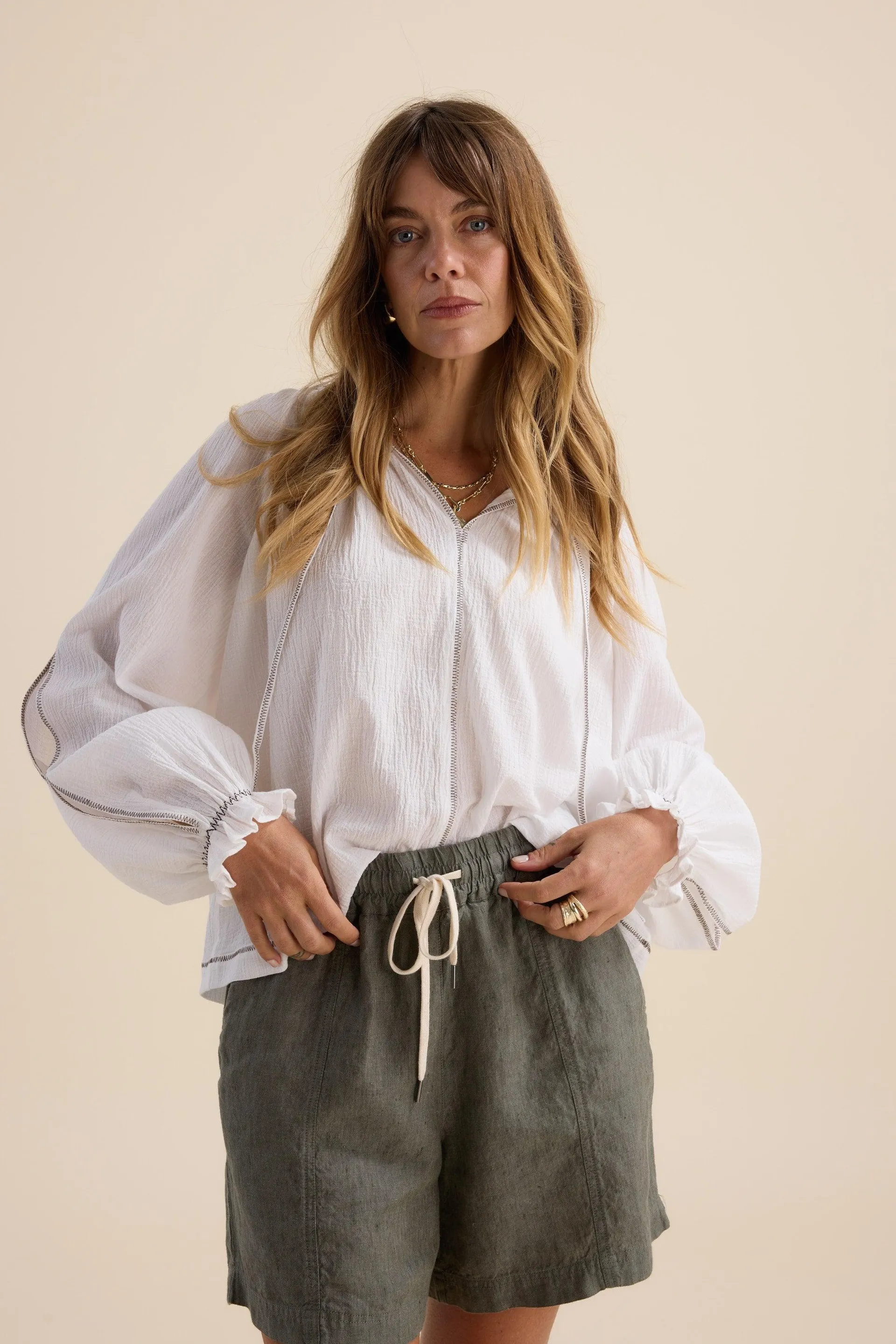 Elementary Blouson Trim Blouse