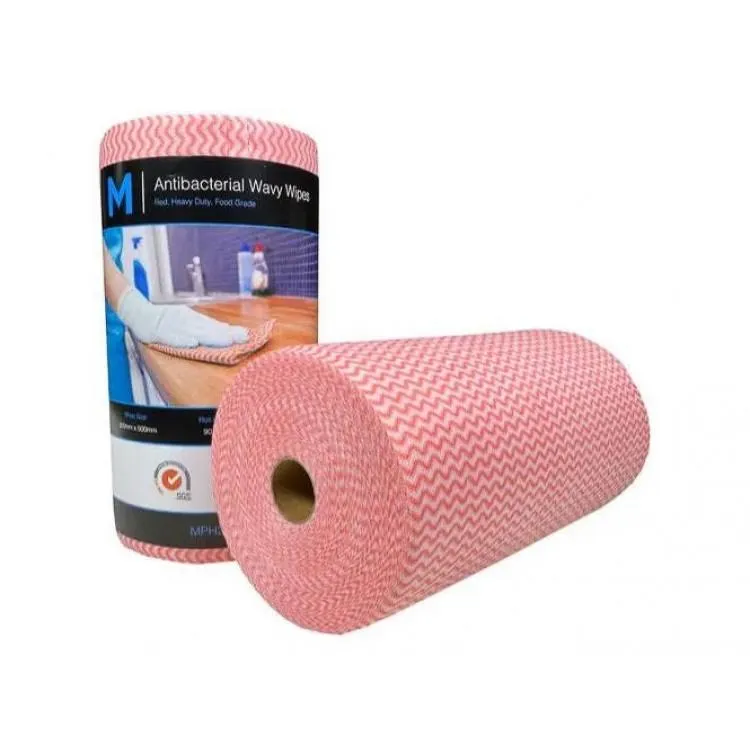45m Antibacterial Cleaning Wipes - 90 Heavy Duty Sheets - 30cm x 50cm - Red