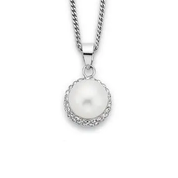 Sterling Silver Freshwater Pearl & Crystal Pendant