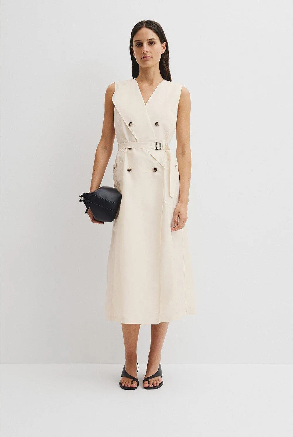 Trench Detail Midi Dress