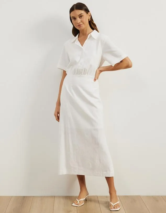Remi Linen Blend Midi Shirt Dress