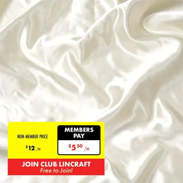 Party Satin Fabric, Cream- Width 150cm