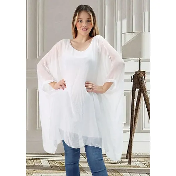 Long Silk Top White
