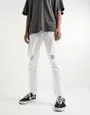 Ripped & Cropped Skinny Jeans in White
